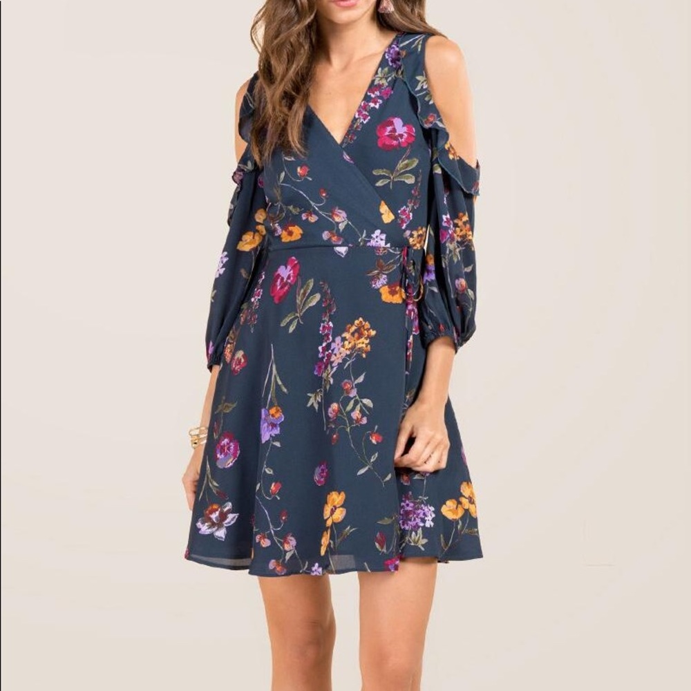 Francesca’s cold shoulder floral swing dress